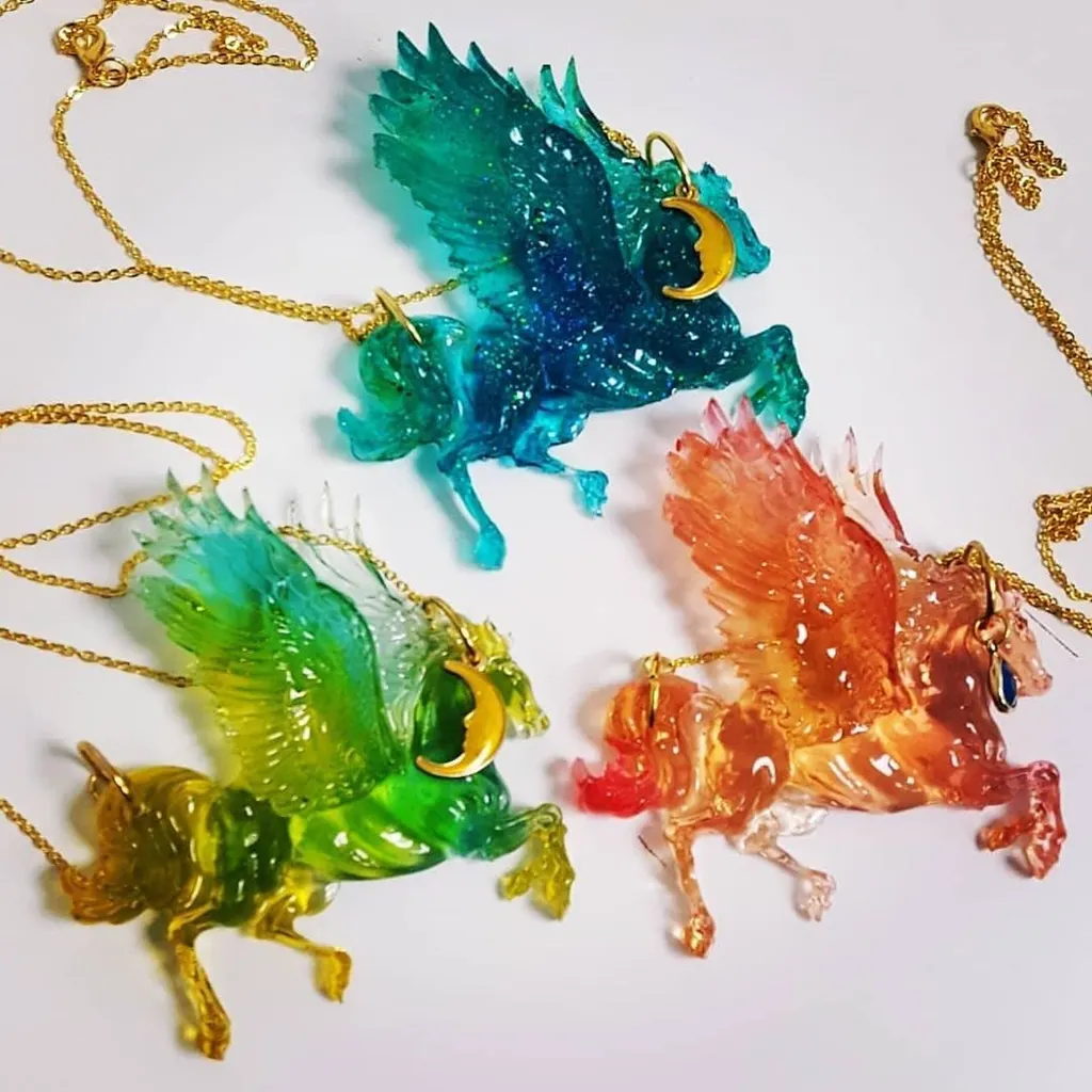Pegasus creature sculpture necklaces